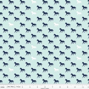 Derby Horses Fabric - Aqua (Derby Tula Fabric) - Sold by the 1/2 Yard