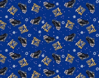 Polar Express Toss Fabric - Royal Blue - sold by the 1/2 yard