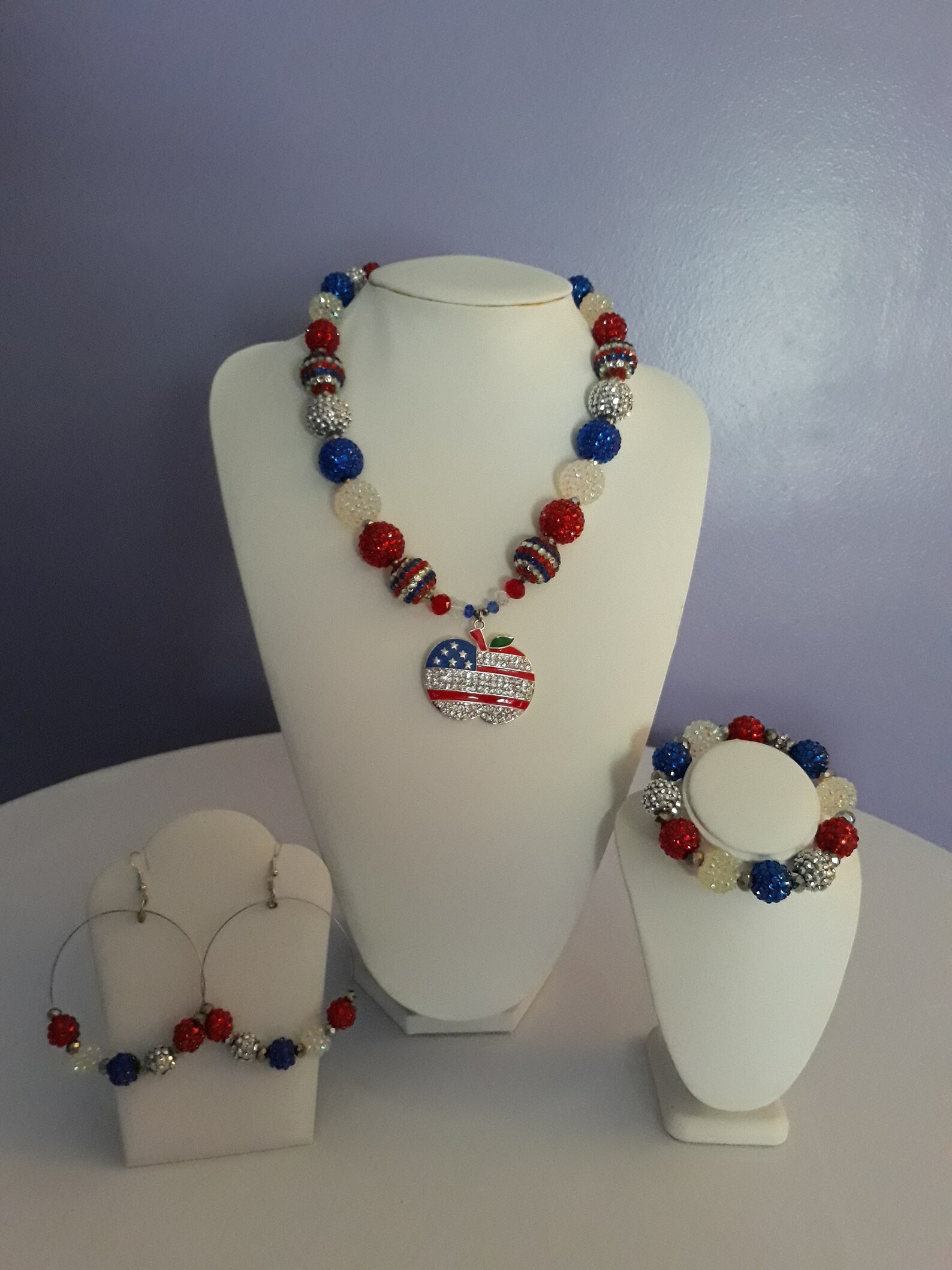 American Flag Rhinestone Jewelry Set - Etsy