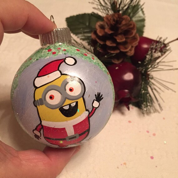Minion Ornament Santa Minion Christmas Ornament Hand Painted Etsy