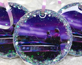 Sam and Dean Winchester, Supernatural Ornament, 67 Impala ornament, Starry Sky, Impala Nights, SPN Christmas Ornament