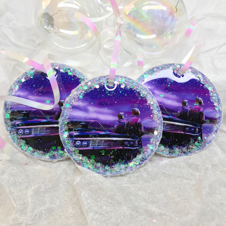 Sam and Dean Winchester, Supernatural Ornament, 67 Impala ornament, Starry Sky, Impala Nights, SPN Christmas Ornament image 4