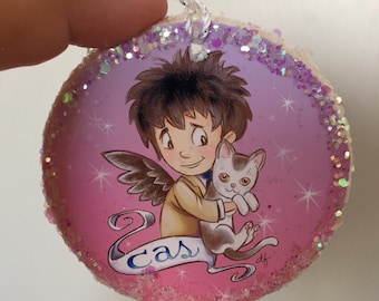 Cas Castiel Angel Ornament Supernatural Inspired SPN Castiel Ornament Cas and Kitty Cat