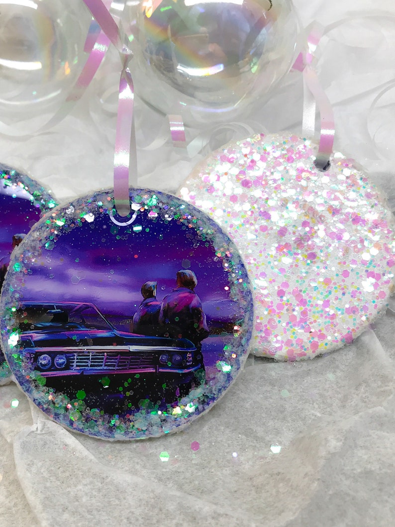 Sam and Dean Winchester, Supernatural Ornament, 67 Impala ornament, Starry Sky, Impala Nights, SPN Christmas Ornament image 2