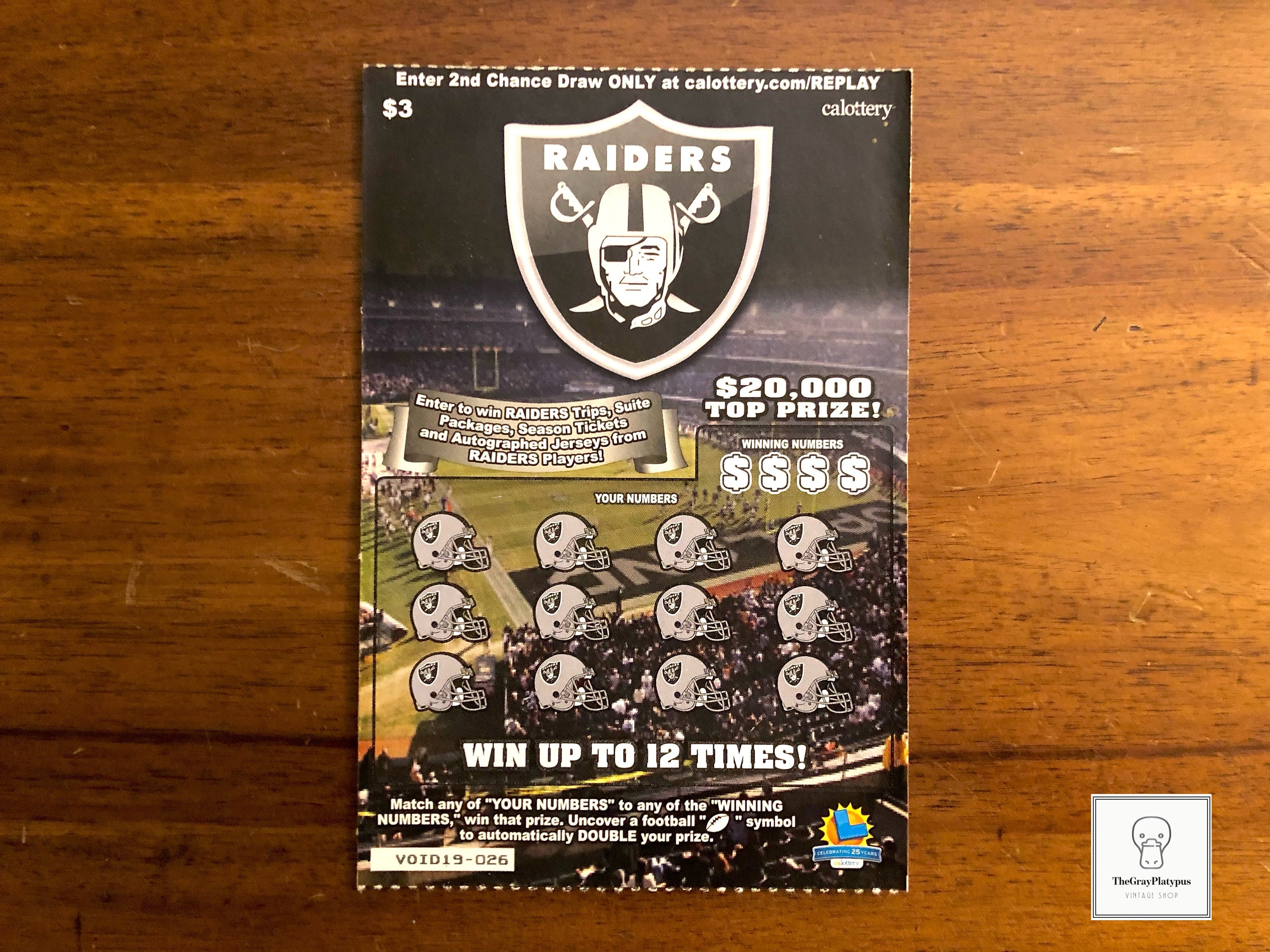 Unused Oakland Raiders Lottery Scratcher / Voided Ticket / - Etsy Denmark