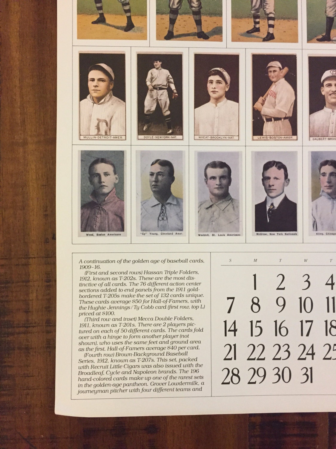 Rare Mar. 1982 Baseball Card Calendar Print Sheet by Etsy