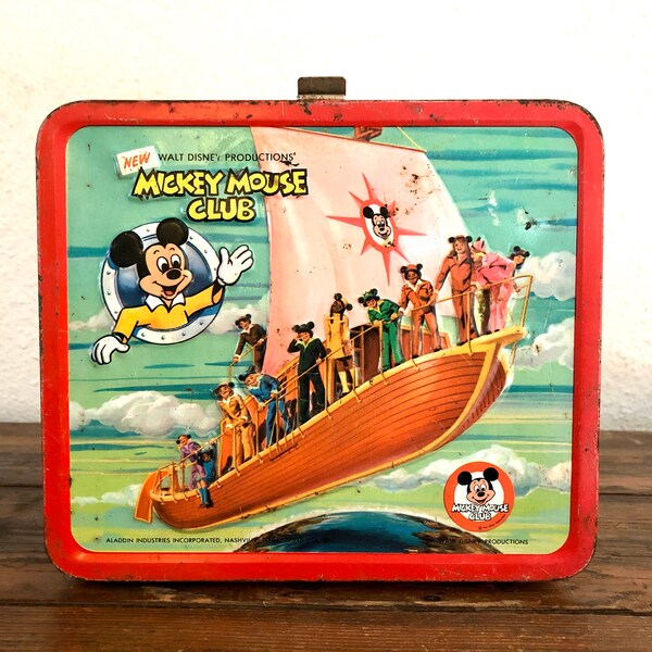 1977 Mickey Mouse Club Lunch Box / Vintage Metal Lunch Box / Classic / Retro / Gift / Walt Disney / Mouseketeer / Food / School / Aladdin