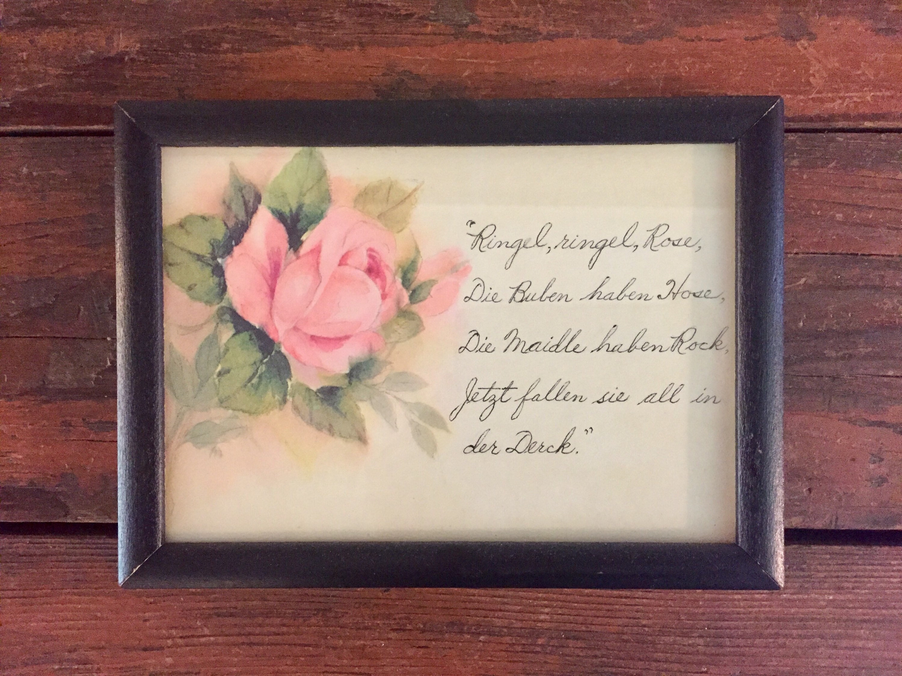 Framed German Poem / Vintage Wall Hanging / Hand Written Art / Etsy