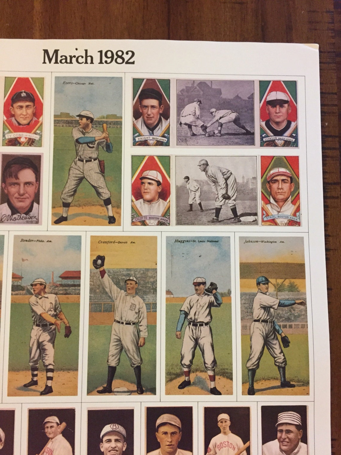 Rare Mar. 1982 Baseball Card Calendar Print Sheet by Etsy