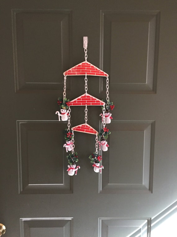 Vintage Christmas Door Hanger Frosty The Snowman Door Hanger Etsy