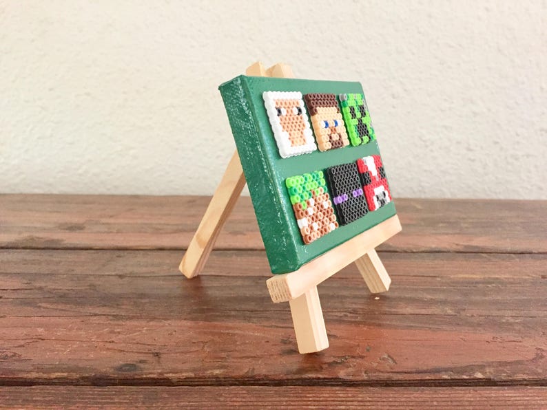 Miniature Perler Bead Canvas with Easel / Minecraft Blocks / Etsy