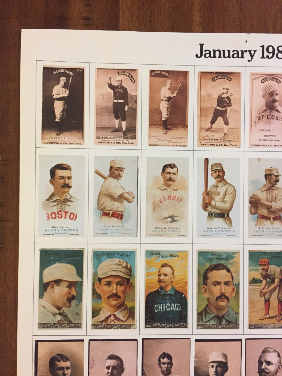 Rare Jan. 1982 Baseball Card Calendar Print Sheet by Etsy
