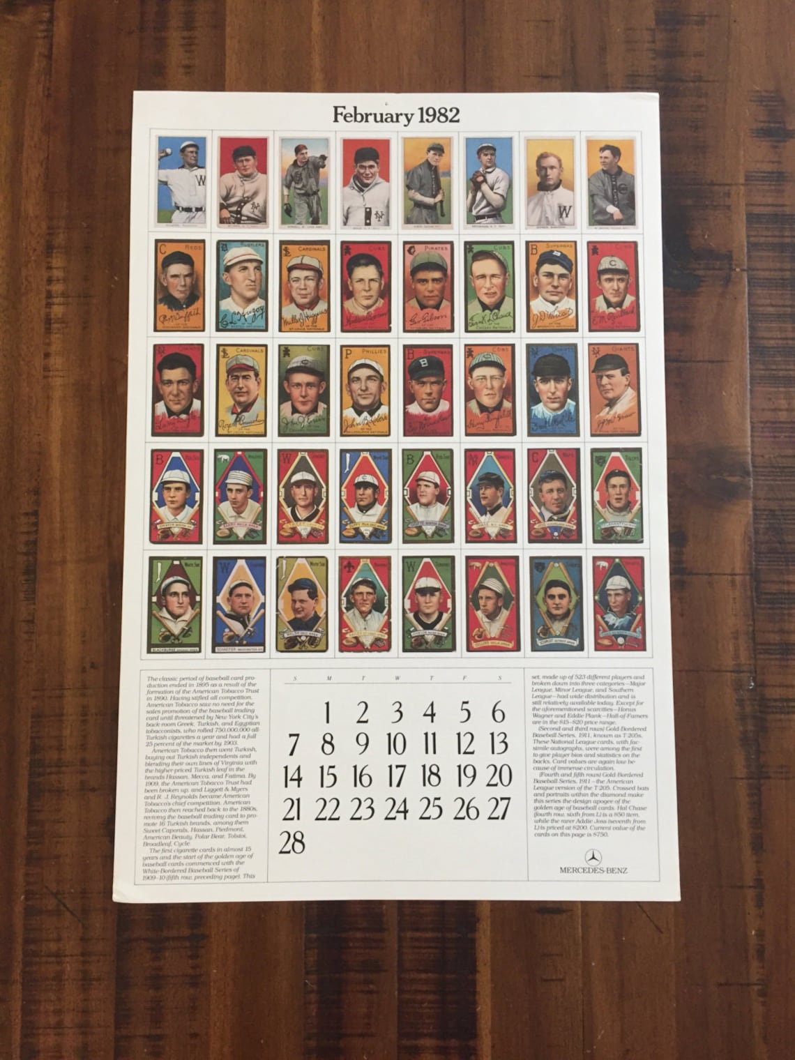 Rare Feb. 1982 Baseball Card Calendar Print Sheet by Etsy