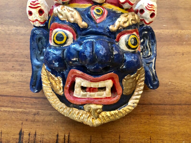 Decorative Asian Mask / Balinese Wall Decor / Paper Mache Mask Etsy