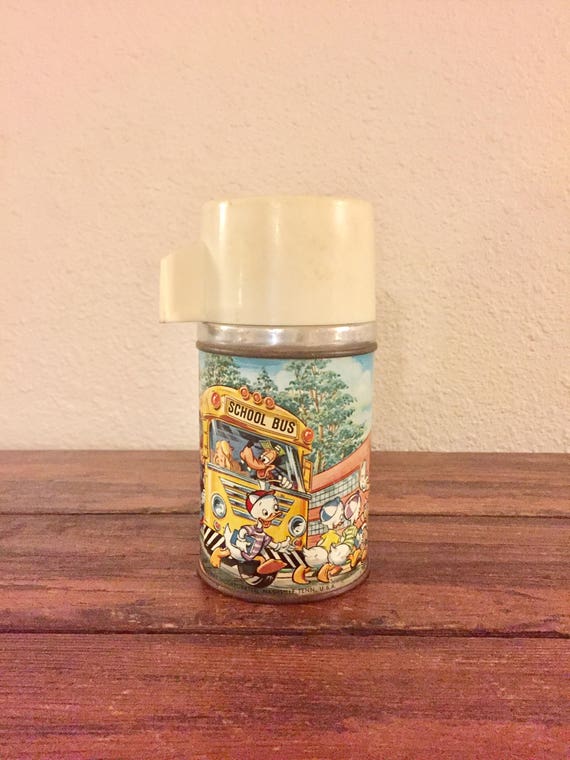 vintage mickey mouse lunch box with thermos