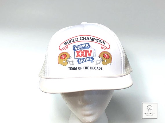 1989 Super Bowl XXIV Champions San Francisco 49ers Mesh Back Hat / NFL / 80s / White / Retro / Football / Gift / Team of The Decade!