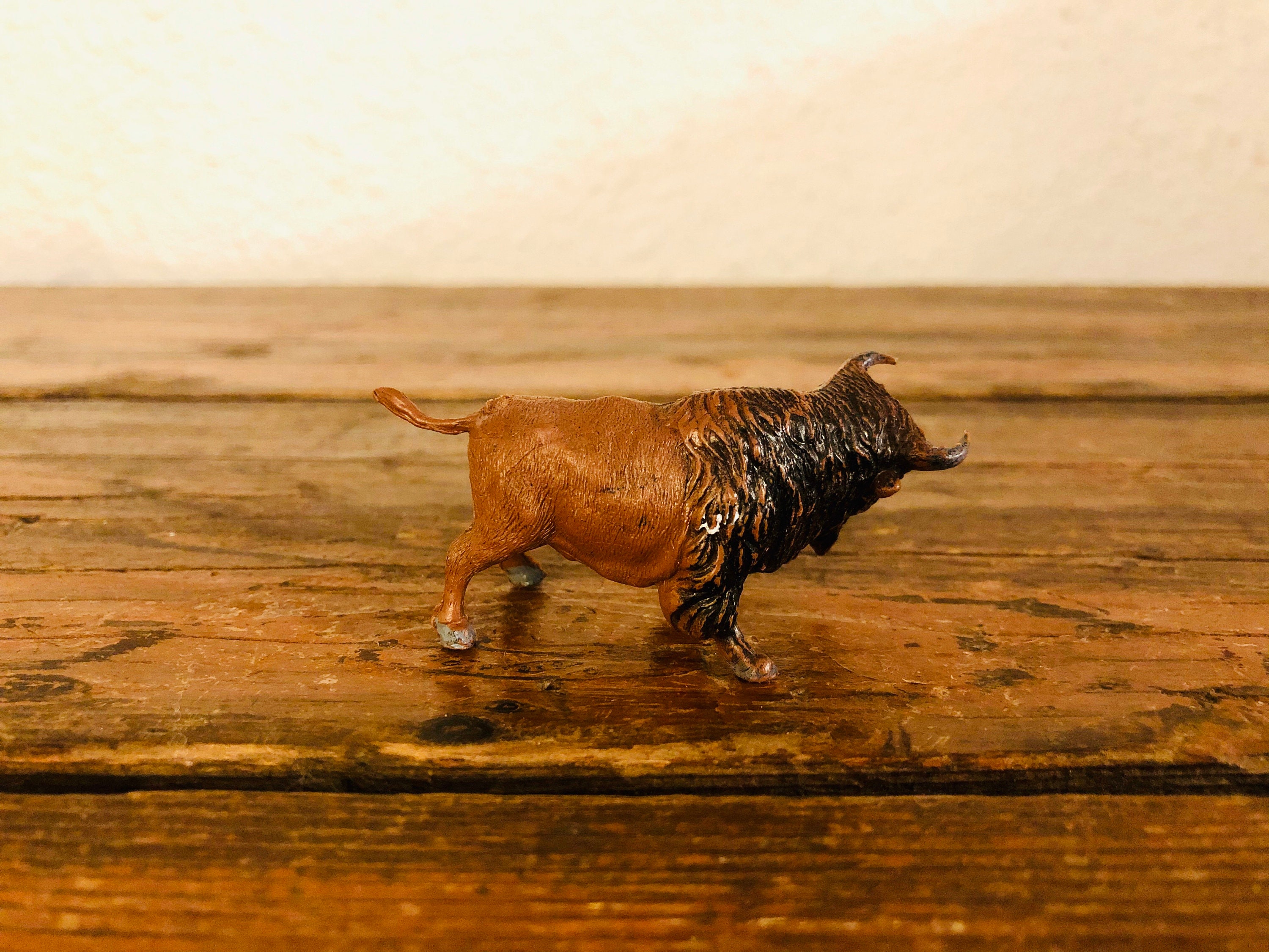 Miniature Buffalo Figure / Vintage Toy / Plastic / PVC / Made Etsy
