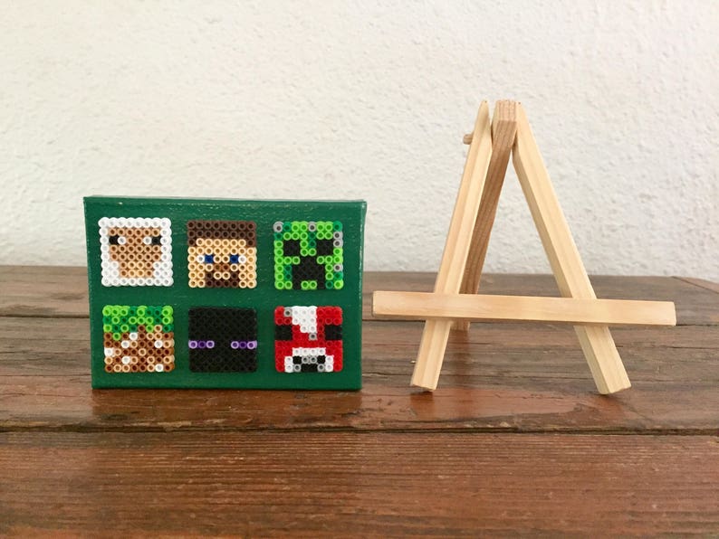 Miniature Perler Bead Canvas with Easel / Minecraft Blocks / Etsy