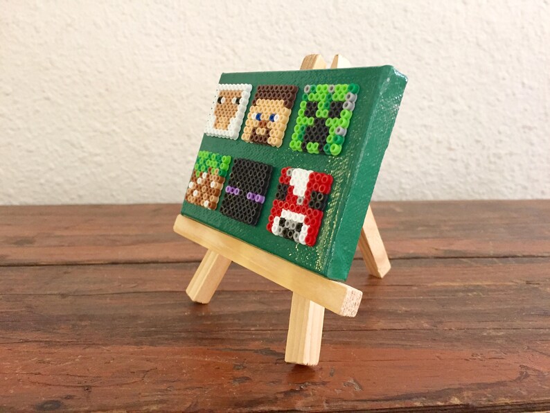 Miniature Perler Bead Canvas with Easel / Minecraft Blocks / Etsy