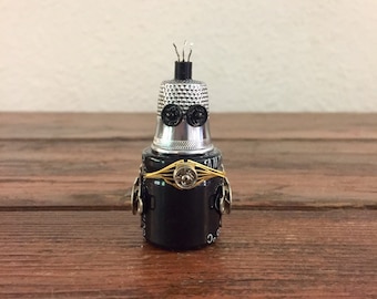 Fredrich Fancybot / Tiny Robot Sculpture / Found Object Art / Assemblage Art / Recycled Robot / Handmade