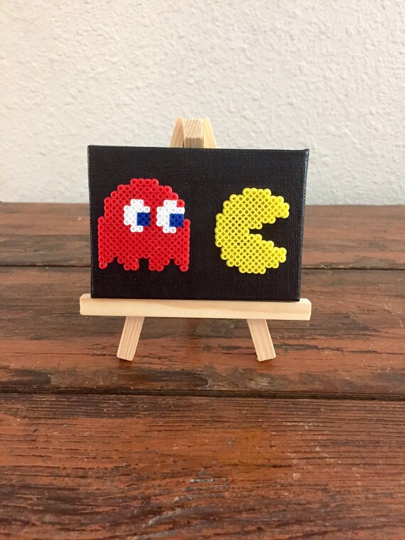 Miniature Perler Bead Canvas With Easel Pac Man And Blinky Etsy
