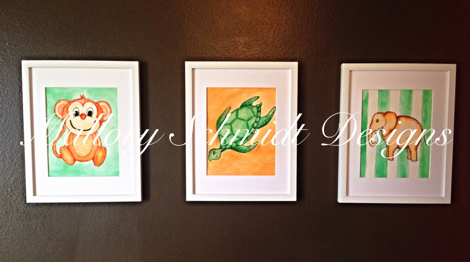 Set of 3 Original Artwork Gender Neutral Baby Boy Nursery Baby Etsy