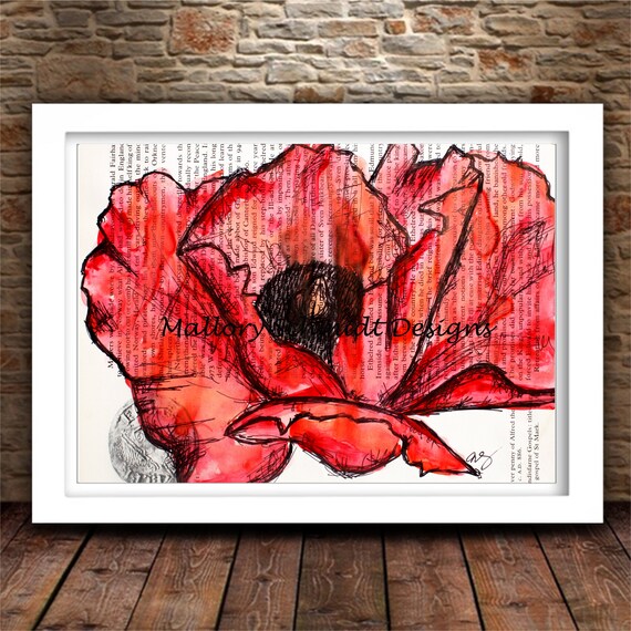 Watercolor Wild flower Botanical Home decor Red poppy poster Floral artwork Minimalist Poppies set of 2 prints Wall art decor