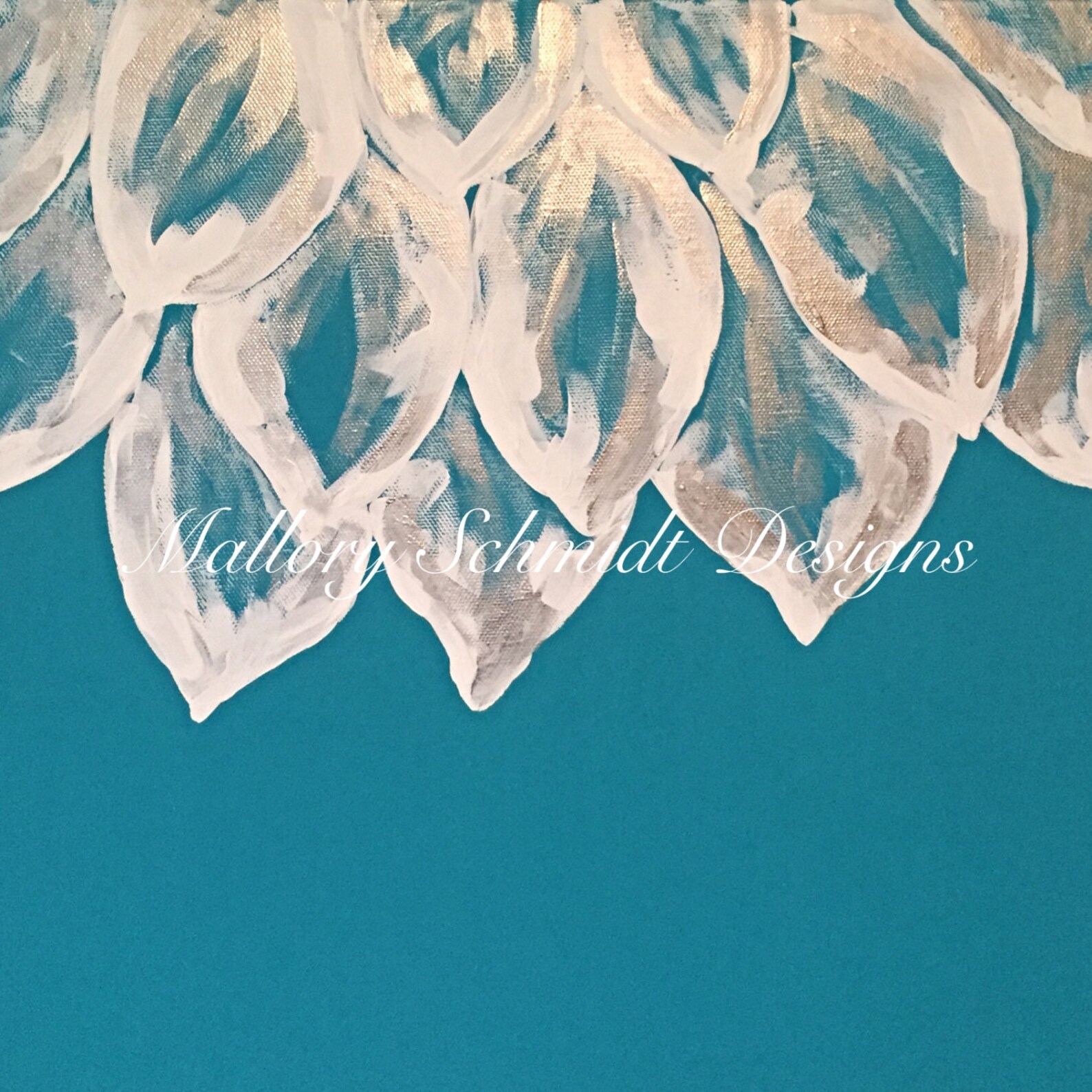 Set of 3 Flower wall art Teal home decor Largeoriginal Etsy