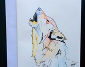 Greeting Card Original Howling Wolf