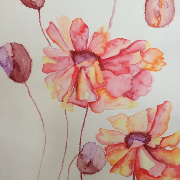 Original Watercolour Flowers 1 Wall Art