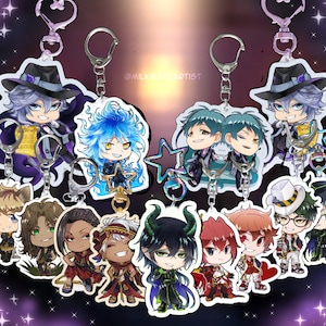 TWST 2.5&quot; Acrylic Charms - Malleus Azul Floyd Jade Riddle Idia Trey Jamil Kalim Leona Ruggie Leech  Keychain Keyring Keycharm bag Purse twst