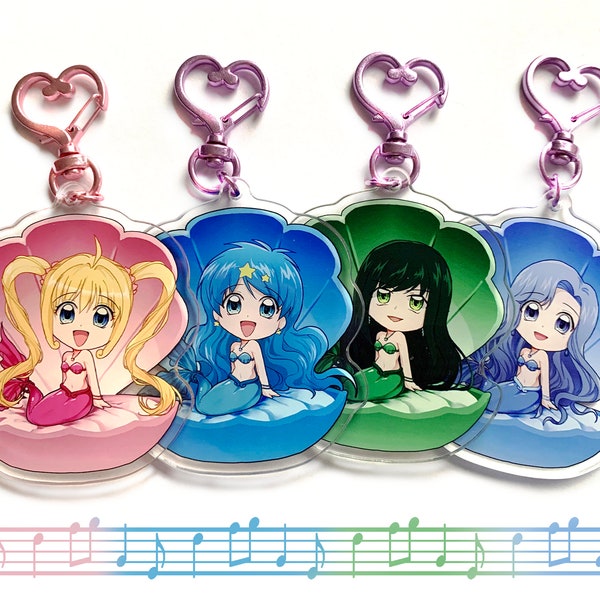 Mermaid Melody Shell Charms - Luchia Hanon Rina Noel - Acryl keycharms lucia mimi shehe zwarte schoonheid zusters