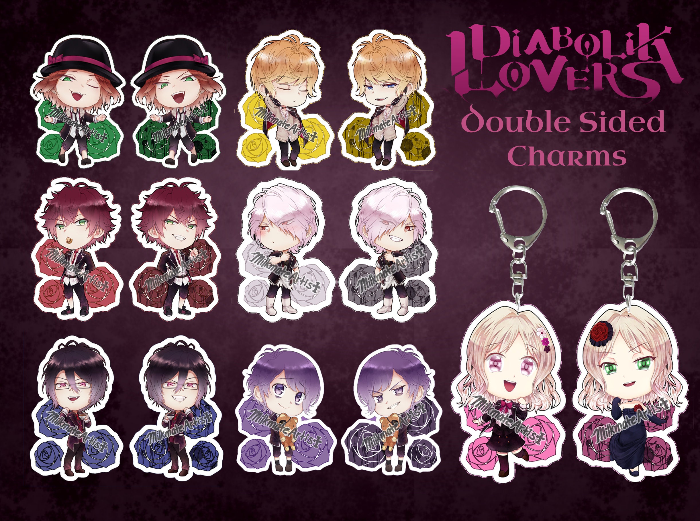 Diabolik Lovers Sweet VS Sadisic Charms Sakamaki Mukami Brothers Ayato Shu Reiji Subaru Laito Kanato Yui Ruki Azusa Yuma Kou Keychain Etsy