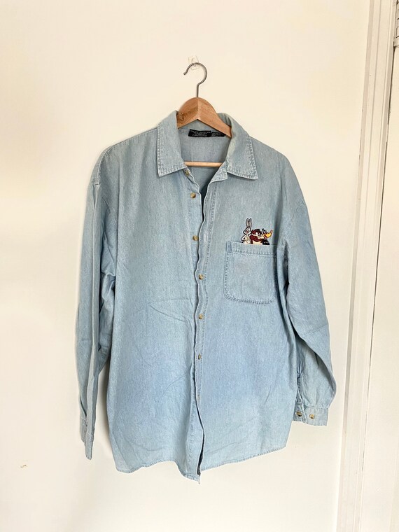 Vintage Looney Tunes Denim Button-up