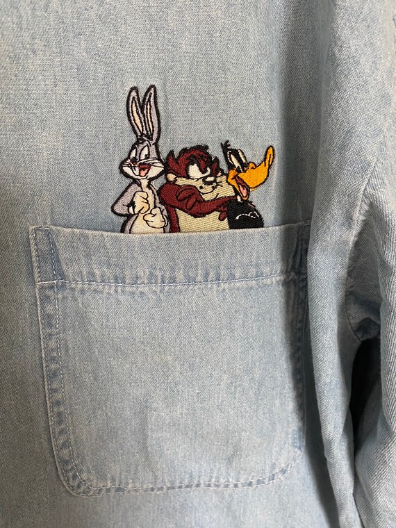 Vintage Looney Tunes Denim Button-up - image 3