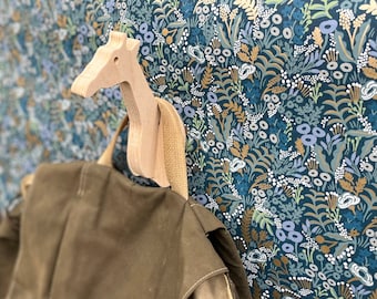 Kids room hooks - Giraffe wall hook in birch: playful wooden hanger for bags & backpacks - cute nursery wall hook, hook for diaper bag