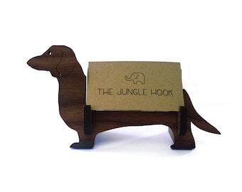 Dachshund business card holder for desk - wiener dog handmade office gift, business card stand, desk accessories