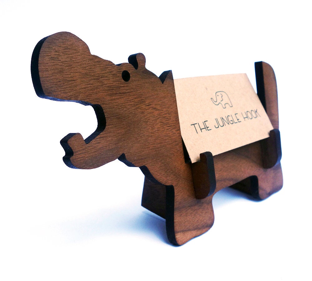 Hippo Business Card Holder for Desk - Great Handmade Office Gift