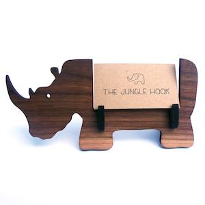 Rhino business card holder for desk - great handmade office gift, business card stand, desk accessories, rhino gift