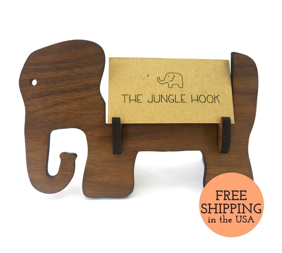 Elephant Business Card Holder For Desk Great Handmade Office Etsy