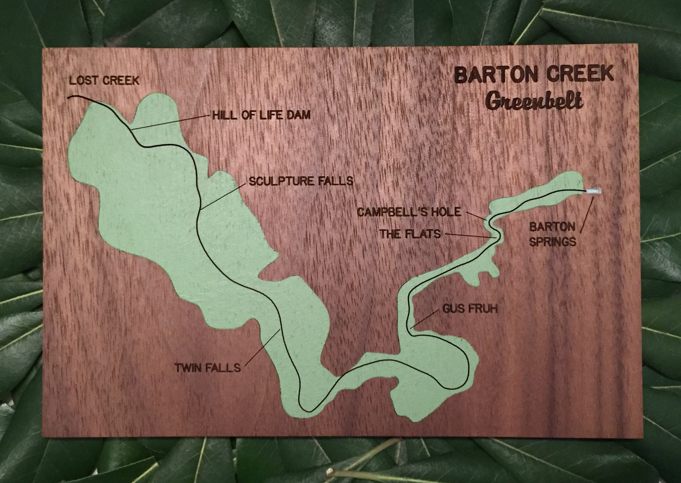 Barton Creek Greenbelt Map Barton Creek Greenbelt Park Map Art: Handpainted Austin | Etsy
