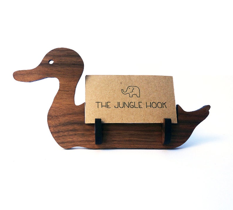 Duck business card holder for desk great handmade office gift, business card stand, desk accessories image 1