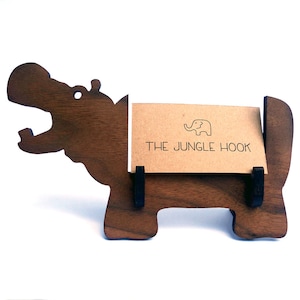 Hippo business card holder for desk - great handmade office gift, business card stand, desk accessories