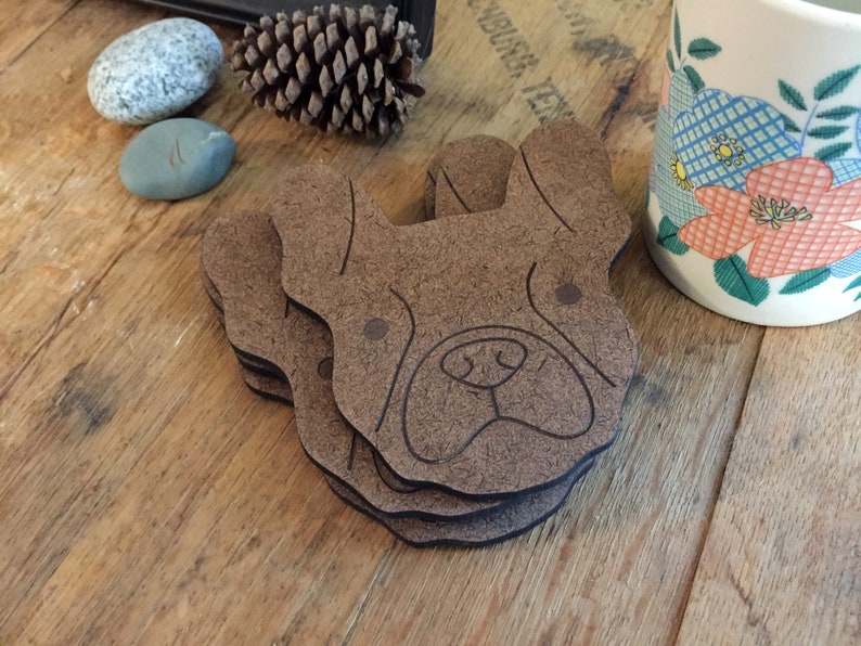 Frenchie Dog Breed Coaster Set of 4 French Bulldog Coasters Etsy