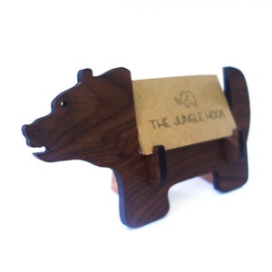 Bear business card holder for desk great handmade office gift, business card stand, desk accessories image 4
