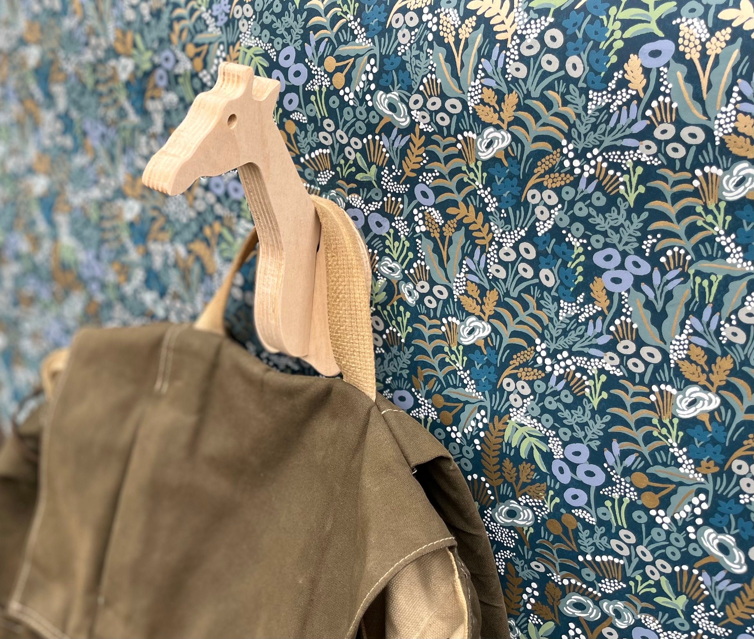 Crochets de Chambre d'enfants - Crochet Mural Girafe en Bouleau Cintre Bois Ludique Pour Sacs et à D