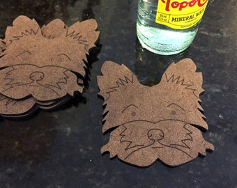 Yorkie dog breed coaster, set of 4 coasters with cork backing