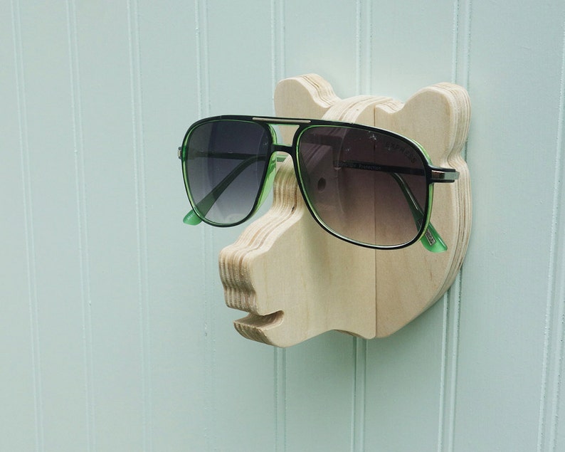 Key hook Bear head wall hanger in birch hang keys, glasses, and sunglasses wooden sunglasses holder & key hook, housewarming gift image 5