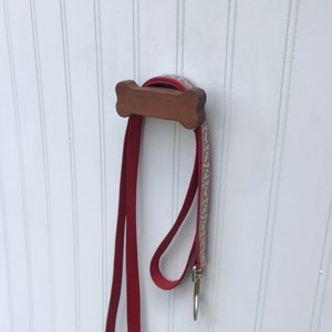 Leash hook: bone shaped wall hook for dog people, great housewarming gift, wall hook crafted from walnut wood
