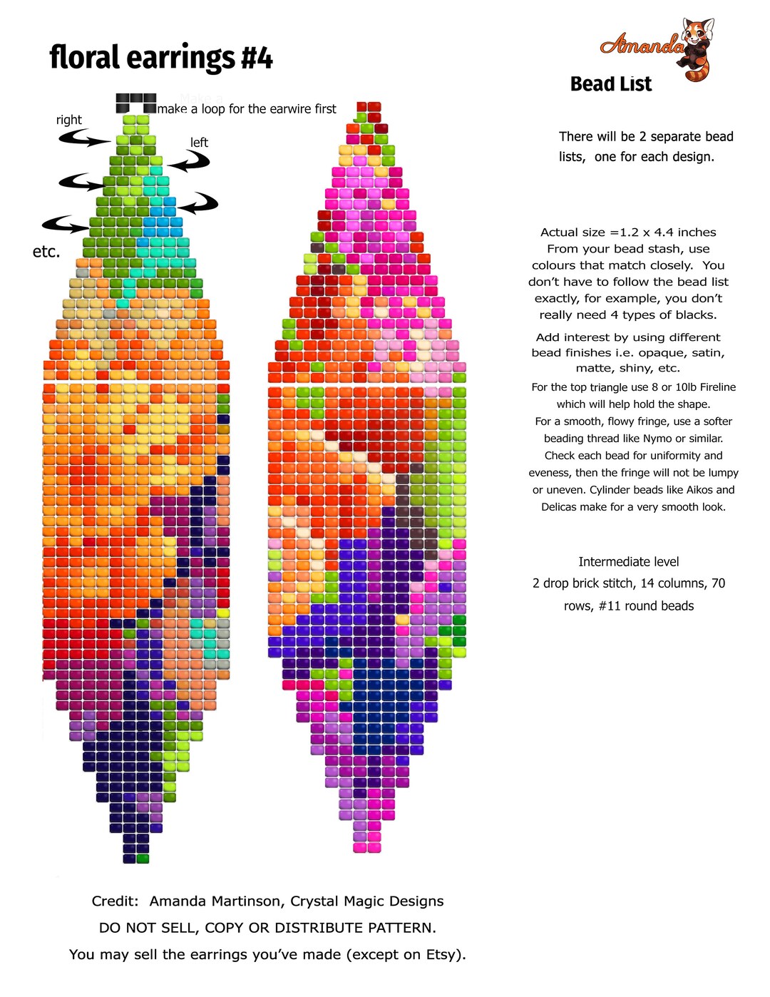Earrings Seed Bead Pattern, Impressionist Flowers, Pattern Download ...